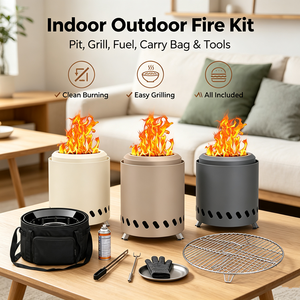 Juego de Brasero de Acero Inoxidable para Exteriores, Brasero de Leña sin Humo para Mesa, Parrilla para Acampar, Patio Trasero y <span class=keywords><strong>Terraza</strong></span> - Product Image 3