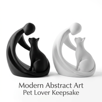 3D-Gedruckte Abstrakte Menschen- und Katzen-Skulptur - Minimalistische Moderne Haustierliebhaber-Statue - Kreative Heim- und Büro-Schreibtisch-Dekoration Kunstgeschenk