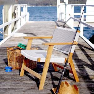 Chaise de jardin en bois massif, design minimaliste, chaise longue d'extérieur imperméable pour villa, cour, hôtel, maison d'hôtes - Product Image 5