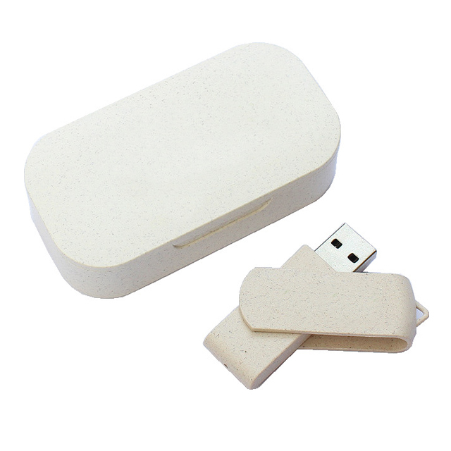 New Biodegradable Wheat Straw USB Flash Drive Eco-Friendly Plastic 128GB 3.0 USB Flash Drives Smart Memory Stick Box