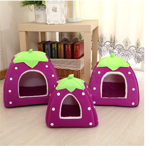 Nuevo producto para mascotas, casa para gatos, cama plegable suave para perros, cueva de fresa, casa para perros, perrera, nido, perro, cama para gatos de lana - Product Image 5