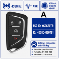 Untuk Cadillac Lyriq 5 Tombol Smart Proximity Key Pengganti 433MHz ASK NCF29AxV HITAG PRO 49 Chip FCC ID YG0G20TB1