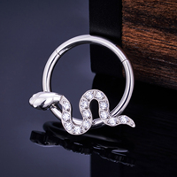 Vente en gros Bijoux de piercing corporel tendance en Titane ASTM F136, motifs Serpents, Abeilles, Chauves-souris, Papillons, Zircon, 16G, Boucles d'oreilles créoles, Anneaux de nez clicker