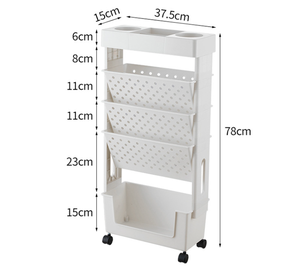 5 couches multifonctionnel bureau salle de classe bureau livre étagère de rangement en plastique support de support de livre avec roues - Product Image 6
