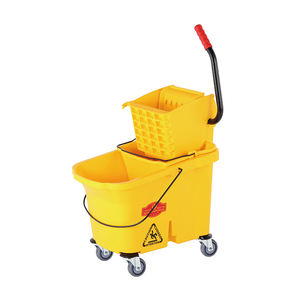 Système combiné de vadrouille à eau jaune 40L avec chariot de nettoyage à la main seau de vadrouille à presser et roues d'essoreuse pour hôtels - Product Image 1