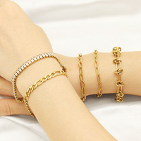 Vente en gros plaqué or 18 ct personnalisé trombone corde torsadée cubaine réglable en acier inoxydable bijoux de mode bracelet à chaîne épaisse