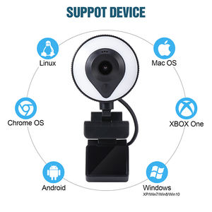 Anillo de luz LED con micrófono, Webcam con Control táctil de 1080p, Chat en vivo, luz de belleza para PC - Product Image 2