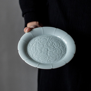 Ceramic Teapot Stand Round Porcelain With Lotus Pattern For Kung Fu <b>Tea</b> <b>Set</b> Dry Brewing Plate Saucer Teapot Holder - Product Image 2