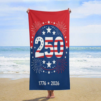 Serviette de plage personnalisée à l'effigie du 250e anniversaire américain, design moderne, tissu doux, idéale pour les vacances d'été