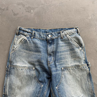 Jeans de Mezclilla para Hombre, 100% Algodón, Alta Calidad, Estilo Vintage, Lavado, Cintura Media, Corte Recto, Detalles de Bolsillos con Efecto Whisker, Retro Clásico