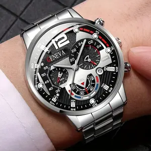 Casual Business Wristwatch Watches Bracelet Stainless Steel Band Quartz Watches For Men Jewelry Sets Valentine's Day Gift