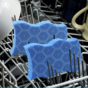 Paño de Limpieza de Cocina Rectangular Azul, Esponja de Pulpa de Madera y Algodón para Lavar Platos - Product Image 1