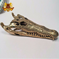 Statue d'art animalière en bronze, crocodile alligator poisson en cuivre et laiton Fengshui de Chine