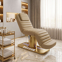Lit de massage électrique 3 moteurs de luxe doré sur mesure pour salon de beauté, table de soin cosmétique, chaise de spa facial, lit pour extensions de cils