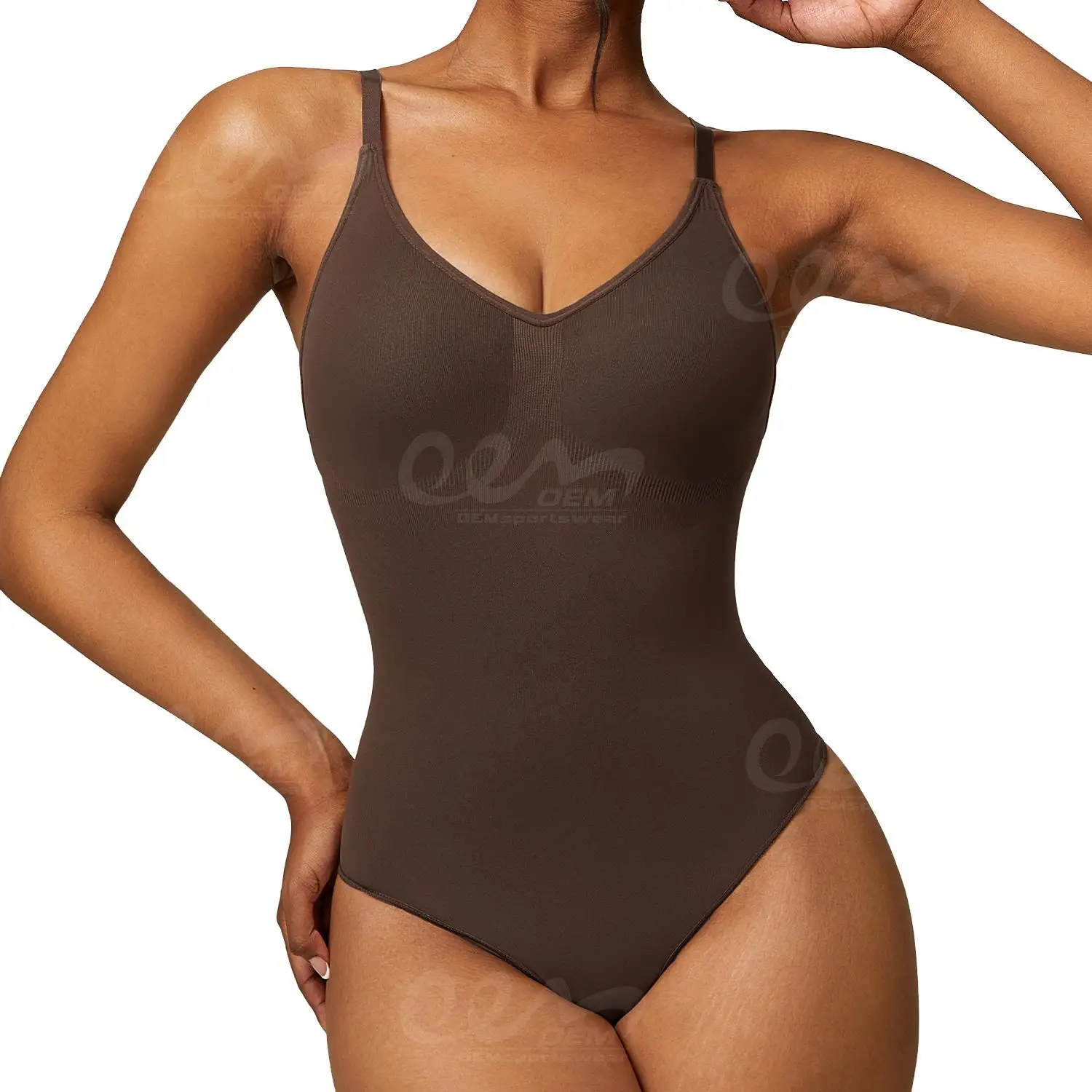 Wholesale Casual Scoop Front Neckline Seamless Thong Bodysuits Adjustable Straps Sculpting One-Piece Yoga Wear