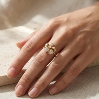 Cincin Pertunangan Berlian Bentuk Bunga Emas Rose 14K Good Century, Hadiah Ulang Tahun Pernikahan untuknya