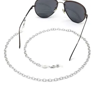 SGL052 gözlük okuma gözlüğü zinciri paslanmaz çelik basit Oval kabuk inci gözlük ve Sunglass tutucu kolye