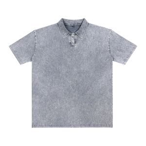 240G Washed Vintage <b>Polo</b> <b>Shirt</b> Men's Short Sleeve Solid Color Cotton Oxford Fabric Regular Fit 6 Colors Available - Product Image 3