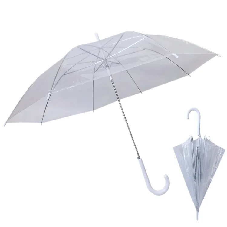 YS-1097 도매 유행 사용자 정의 로고 투명 우산 자동 오픈 POE 비 우산
