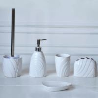 Suojiashun — accessoires de salle de bains en céramique blanche, 5 pièces, ensembles de toilette pour la maison, hôtel, pratique