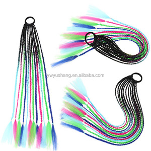 22 pouces 12 pièces/ensemble Gradient synthétique tressage queue de cheval Extension de cheveux 2 3 4 couleurs mélangées cercle torsion fibre haute température - Product Image 5