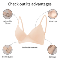 Vente directe usine : Soutien-gorge push-up monobloc sans armatures pour femme, à bonnets fixes, bretelles fines réglables, doux au toucher