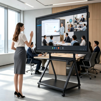 Tableau blanc interactif intelligent à double système Android Windows, 4K, multi-touch, cadre en aluminium pour bureau et entreprise