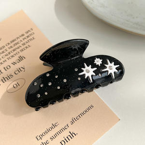 Kinling กิ๊บหนีบ<span class=keywords><strong>ผม</strong></span>อะซิเตทประดับเพชรขนาดกลางสีดำสุด<span class=keywords><strong>เท่</strong></span>ห์สีเหลืองมะนาวหวาน - Product Image 5