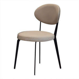 High Dense <b>Padded</b> Open Low Back Eco Vegan Leather Upholstered Luxury Modern Dining Room <b>Chairs</b> Adjustable Home Furniture - Product Image 1