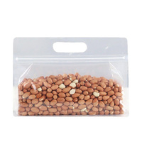 Haute qualité Transparent PET plastique Portable fermeture éclair huit joint latéral carré fond plat sac poignée étanche à l'humidité grand Volume