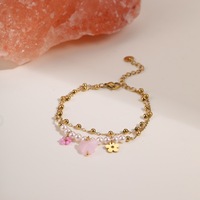 Bracelet délicat rétro en acier inoxydable plaqué or 18 carats avec pierres naturelles, style bohème, pour femme, par Nimai Design