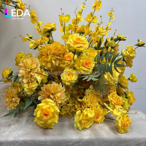 Fournitures de mariage LEDA, boule de fleurs jaunes personnalisée, boule de fleurs artificielles en soie, centre de table pour mariage, décoration de mariage - Product Image 1