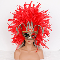 Masque en plumes véritable de style vénitien fait à la main, accessoire de costume de luxe pour événements et bals masqués, pour adultes unisexe