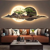 Lukisan Lanskap Kristal Porselen Grosir Tanpa Bingkai Lampu LED Cahaya Putih Hangat Dinding Latar Sofa Mewah Kantor