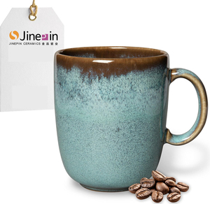 Taza de Café de Cerámica Hecha a Mano, Estilo Nórdico, con Esmalte Reactivo, para Primavera/Verano, Taza de Leche de Cerámica con Detalles Metálicos - Product Image 1