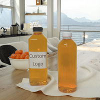 Botella Transparente de Plástico PET para Bebidas, Smoothies, Refrescos, con Tapa y Logotipo Personalizado