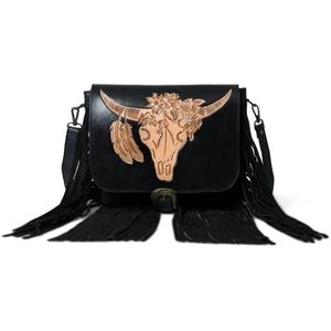 Sac à bandoulière en cuir de vachette NDM pour femme avec sangle réglable usiné à la main Bull Rider Fringe Design Sac à bandoulière pour femme - Product Image 4