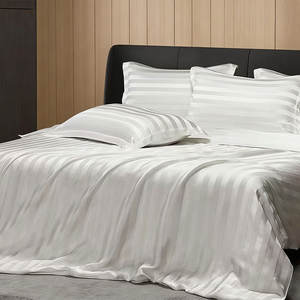 Juego de Ropa de <span class=keywords><strong>Cama</strong></span> con Diseño de Rayas Nórdicas, Juego de Sábanas Ligeras y Transpirables con Funda de Almohada y Sábana Plana - Product Image 1