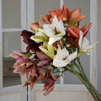 Nouvel Arrivage – Magnolia Artificiel Séché à Bords Brûlés, Qualité Premium, Fleurs Élégantes d'Automne, Décoration pour la Maison et Arrangements de Mariage
