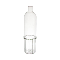 Vase à fleurs en verre borosilicate haut de gamme, cylindrique et fin, à nervures verticales, transparent, pour une seule tige, décoration moderne pour table et maison