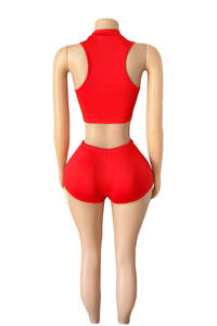 ชุดเซ็ตสองชิ้น Viviblook Z329ST05 สไตล์สตรีทแวร์สำหรับผู้หญิง สาวแซ่บ เซ็กซี่ เสื้อครอปเวสต์เข้ารูป กางเกงขาสั้นสปอร์ต - Product Image 3