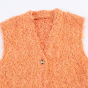 <span class=keywords><strong>Chaleco</strong></span> de Punto <span class=keywords><strong>Largo</strong></span> para Mujer, Primavera/Otoño 2025, Nuevo Estilo Moderno, Cuello en V, Cierre de Botón, Estilo Retro - Product Image 5