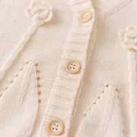 Herbst-Design Kleine Mädchen Einfarbige Beige Strickjacke Säugling Kleinkind Gestrickte Blumen-Kleidung Kleinkind-Pullover für Kinder