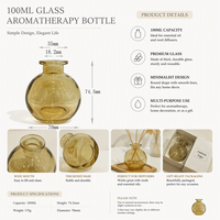 Bouteille vide en verre sphérique transparente pour diffuseur à bâtonnets, huiles essentielles, parfum d'ambiance et décoration intérieure, avec logo et couleur personnalisables