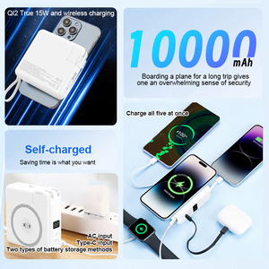 Banco de Energía Magnético de 10000 mAh con Cable Integrado y Enchufe de Pared Plegable, <span class=keywords><strong>Carga</strong></span> Rápida PD de 20 W, Batería de Estado Semisólido - Product Image 3
