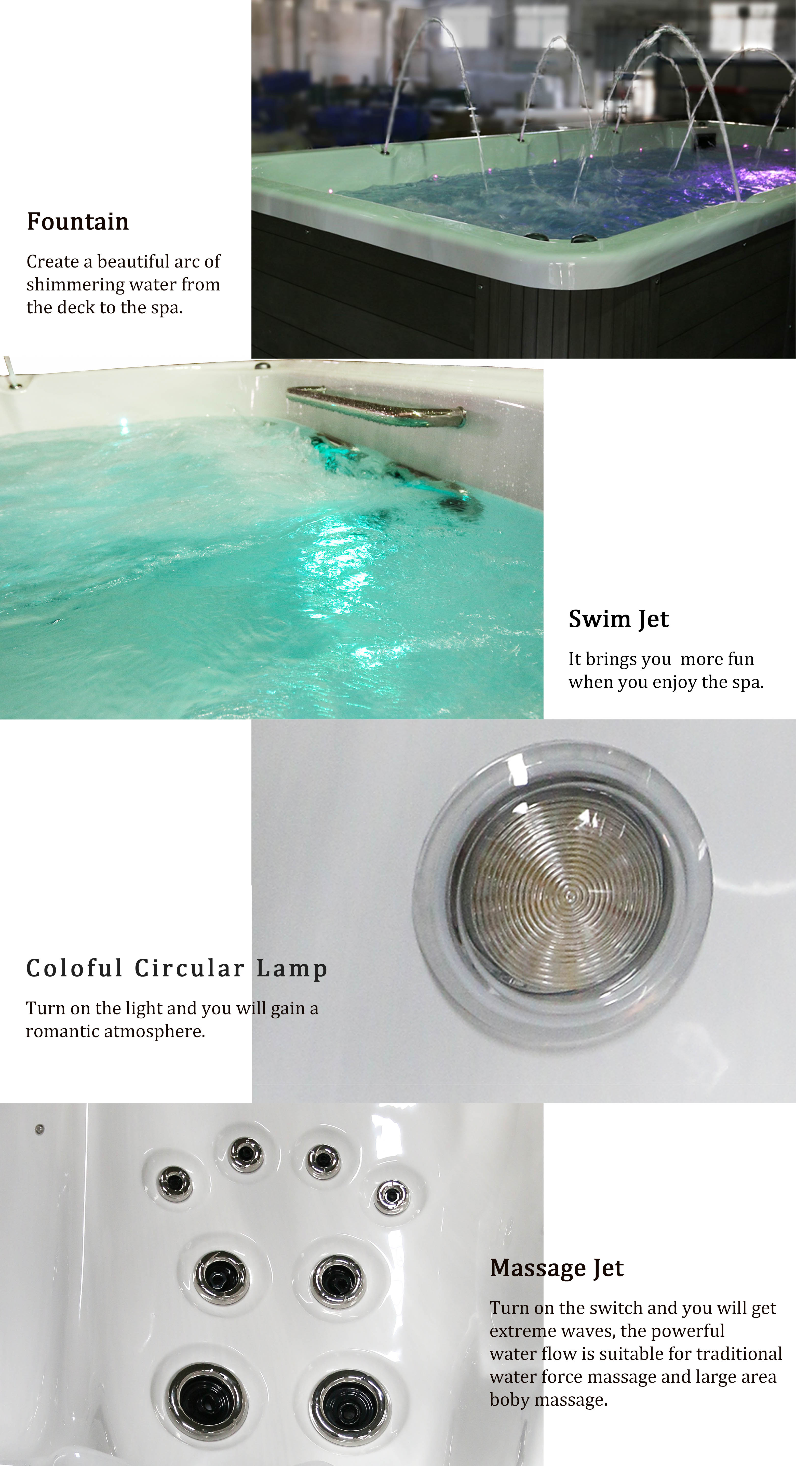 5.2 Meters Endless Swimming Pool Outdoor Swim Spa Hot Tub With 4 Seats