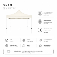 Tente extérieure pliable 3x3 pieds, imperméable, coupe-vent, protection solaire, durable, en PVC monocouche, pour expositions et salons professionnels, grands événements