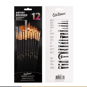 Xin Bowen Vend un Set de 12 Pinceaux <span class=keywords><strong>d</strong></span>'Art Poils en Nylon Manche Coloré Tige en Bouleau pour <span class=keywords><strong>Aquarelle</strong></span>, Huile et Acrylique - Product Image 3
