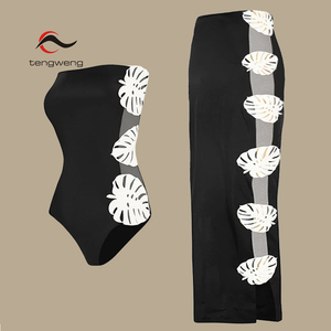 Set Costume da Bagno Donna TW con Gonna, Intero a Rete con Foglie 3D Traforate, Abbigliamento da Spiaggia per Vacanze - Product Image 1