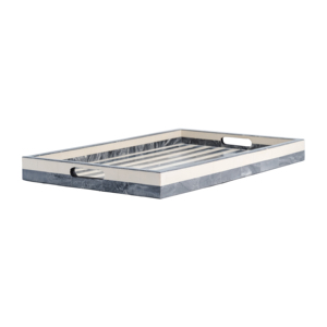 Vassoio da letto a righe con manici decorativi moderni, vassoio da caffè, vassoi portaoggetti per l'arredamento della casa - Product Image 4